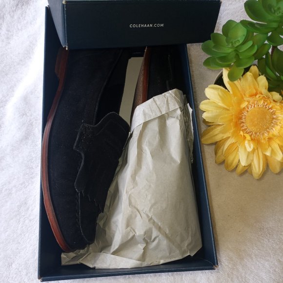 Cole Haan black suede Pinch Grand Penny Kiltie loafer ** - Picture 10 of 11